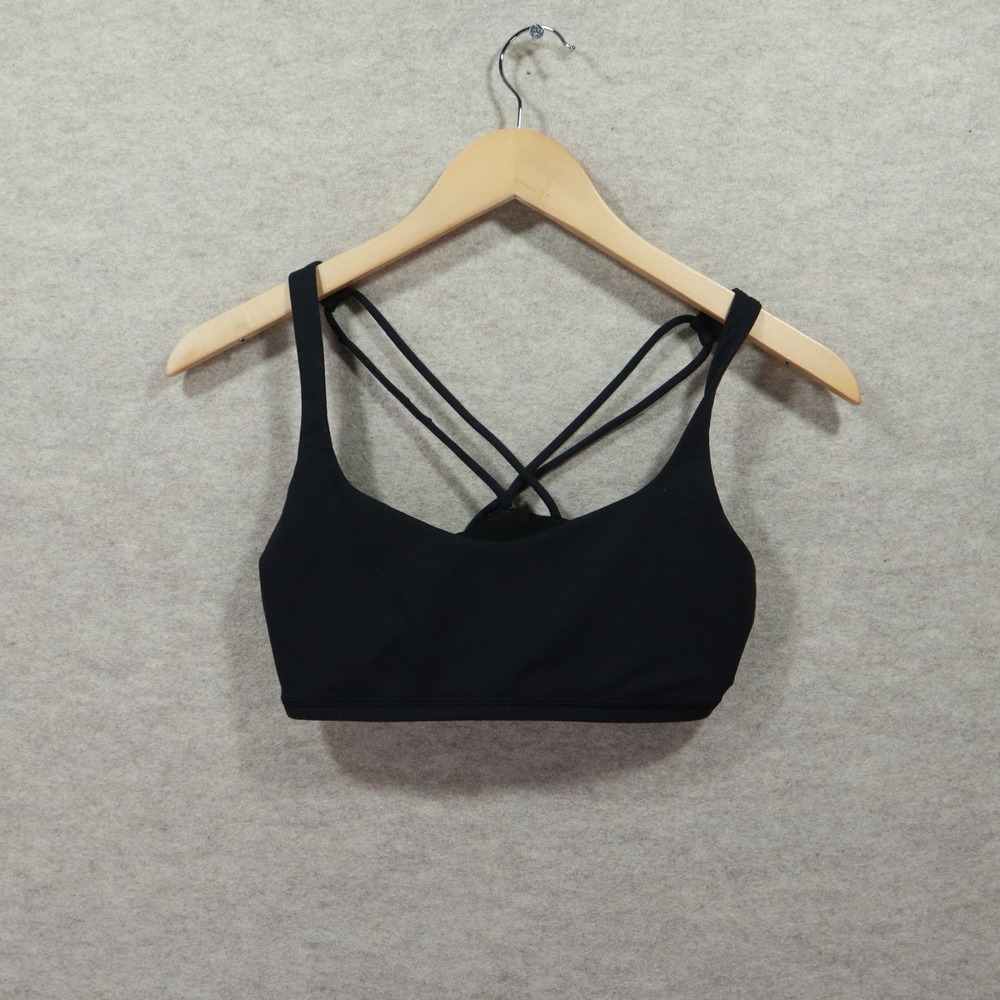 Lululemon Free To Be Wild Sports Bra 4 Black Strappy Back Y2K Gold Graphics